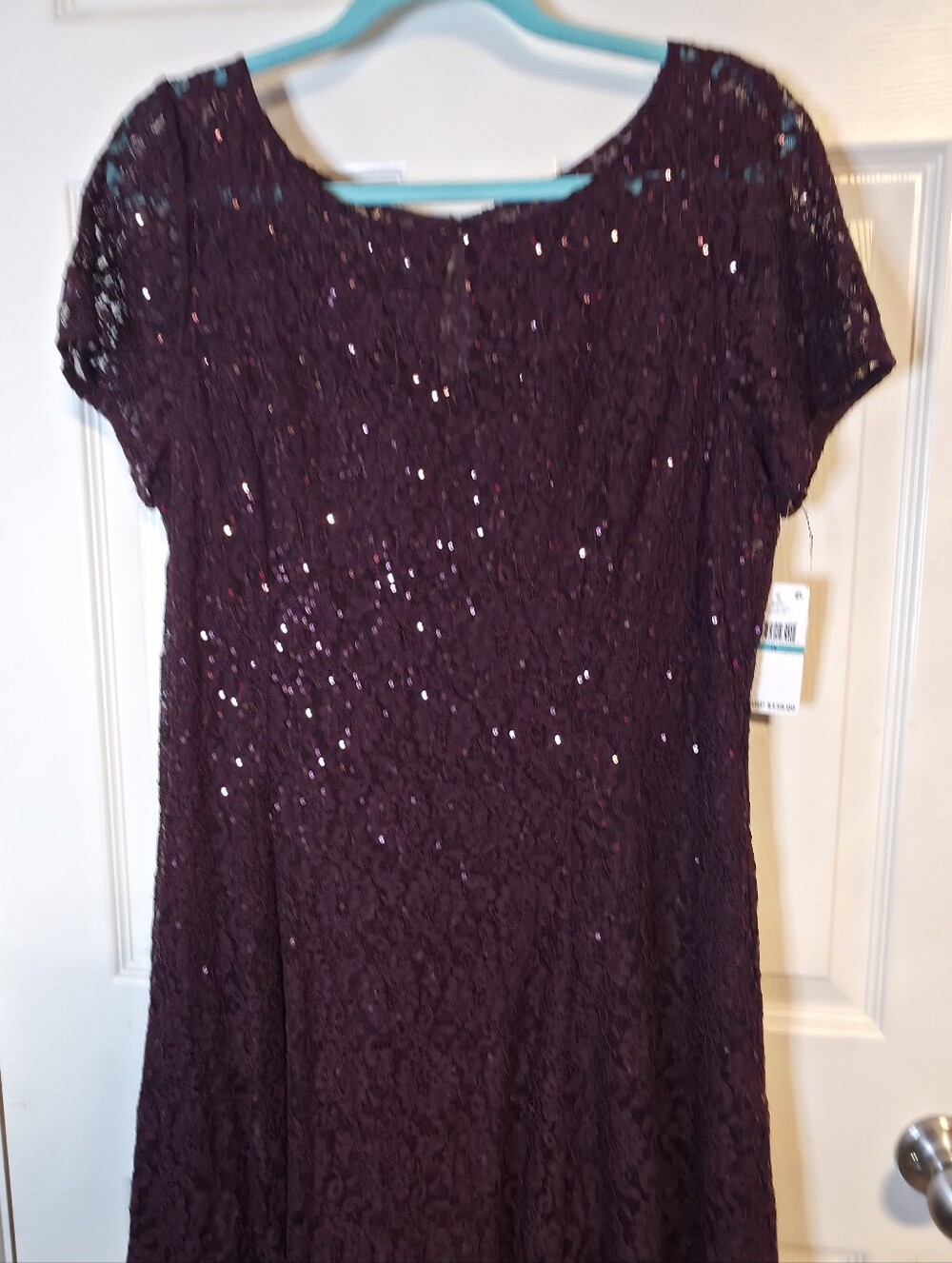 Fig Lace Sequin Short-Sleeve Cocktail Dress